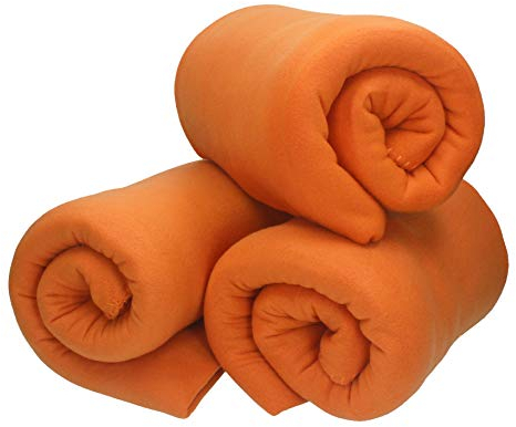 Betz Set di 3 coperte in pile misure 130 x 170 cm con anti pilling Colore arancione
