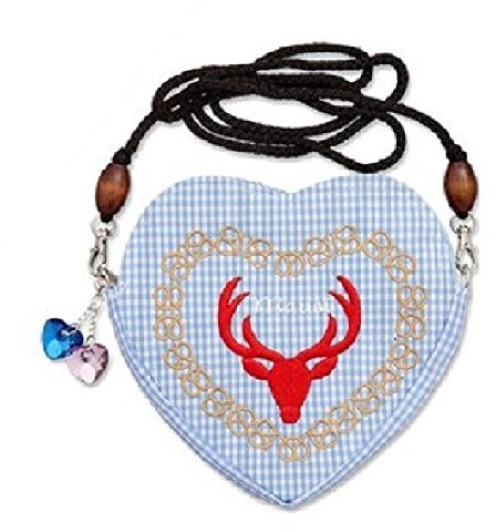 lordies Edelweiss Trachten Tasche Oktoberfest Dirndl Herzform Mausi Hirschkopf Blau