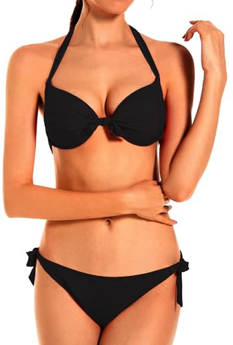 EONAR Dam badkläder push-up bikinitopp med bygel sidoslips måttlig täckning bikinishorts