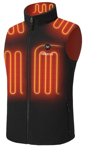 Venustas Men's Fleece Heated Vest with Battery, Lightweight Insulated Electric Vest