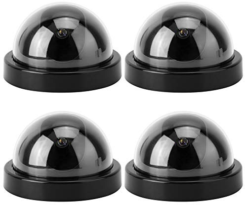 Dioche 4pcs Kamera Atrappe Außen, Diebstahlsicherung CCTV-Überwachungskamera mit blinkendem LED-Licht(Schwarz)