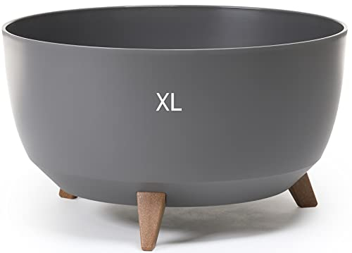 MELTOM Blumentopf mit Füßen aus Kunststoff Schale Rund mit Einsatz Kräutertopf (Anthrazit, XL - 47 cm)