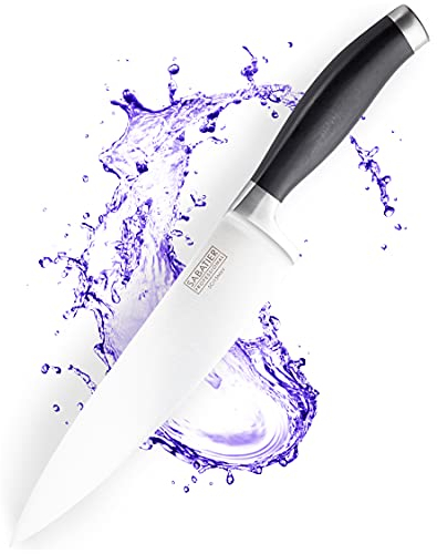 Sabatier Professional Large Cooks/Chefs Kitchen Knife - 8in/20cm Taper Ground Stainless Steel Blade, Matt Black Rubberised Comfort Handle. Sharp for Longer, Lifetime Performance 25yr Guarantee