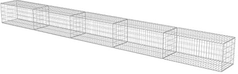 Tidyard Gabbione per Pietra in Metallo Acciaio Zincato con Copertura da Giardino Esterno,Gabbione Metallico Decorativo con Copertura da Giardino per Esterno 600 x 50 x 50 cm