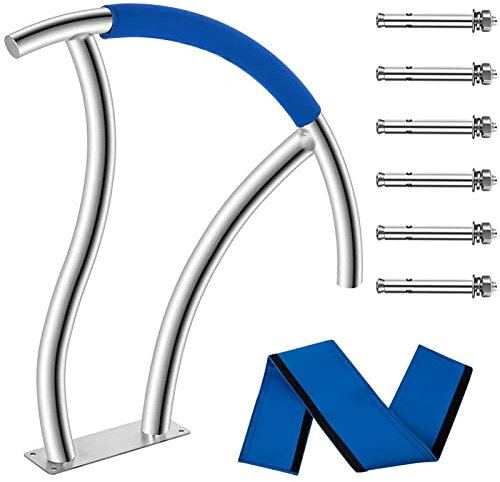 Pool Handrail, 30x30in Swimming Pool Stair Rail Swimming Pool, Safety Railing with Quick Mount Base Plate and Complete Mounting Accessory, Stainless Steel Pool Rail, for Private Pool and Public Pon
