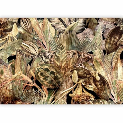 artgeist Wall Mural Leaves 98x69 in - Non-Woven Wallpaper Fleece Wall Decor Photo Print Picture Image Design Plant Motif Nature Retro Leopard b-C-10159-a-a