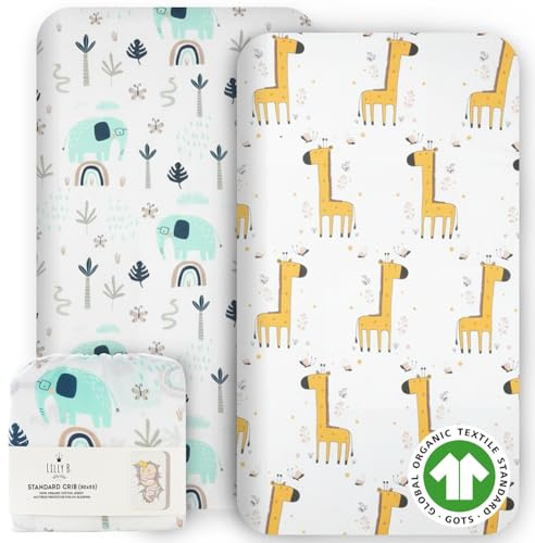 Lilly B. Bio-Baumwolle GOTS, 2 Bettlaken für Moseskörbchen, kompatibel mit Next2me, Snuzpod und Allen Beistellbetten, Stubenwagen bis zu 90 x 55 cm, Packung mit 2 Bettlaken (Jungle)
