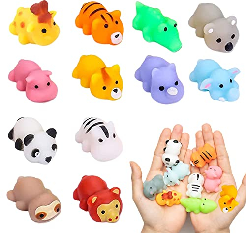 Yeefunjoy 12 Stück Mochi Squishy Toys, Soft Silikon Anti Stress Angst-Geburtstag Spielzeug, Mini Niedliches Animal Dinosaurier Squeeze Toys Stressabbau für KinderGeburtstagsfeier Goodie Bag Stuffer