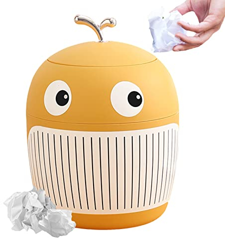 Jauhmui Simpatico mini cestino per la carta da scrivania con coperchio, in plastica, piccolo cestino per la spazzatura da tavolo, ufficio, design compatto, mini secchio per cosmetici, per cucina,