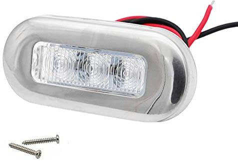 Keloc Lumières de courtoisie de bateau LED – 12 V – Cadre en acier inoxydable 3 LED pour bateau de voiture, étanche, support conçu pour les navires de croisière, les yachts