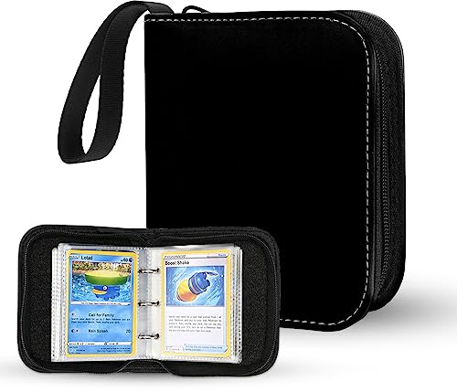 Linkinbot 2-Pocket Trading Card Binder for TCG cards, Hold 80 Cards with 40 removable sleeves, One Card Size Collectible Trading Card Albums (BLACK)