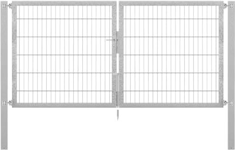 Alberts 636562 Doppeltor Flexo Plus mit Zubehör | verschiedene Breiten und Höhen | Pfostenstärke 100 x 100 mm | feuerverzinkt | Breite 250 cm | Höhe 120 cm