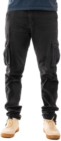 Vasego Men's Cargo Trousers - Durable Work Pants for Men with 6 Pockets - Loose Fit Men's Work Trousers - Camping Hiking Trousers | Colour: Navy, Size: 34