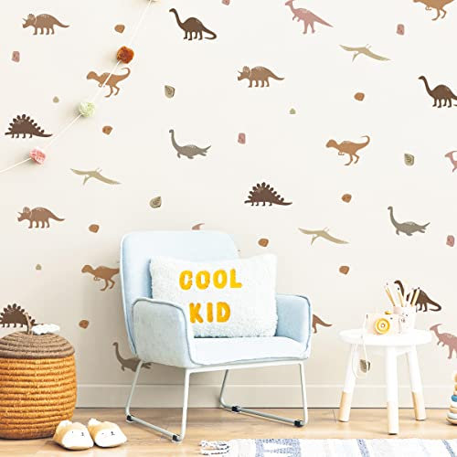Mica-Mica Wandtattoo Kinderzimmer Junge - Dinosaurier/Dino in Naturtönen | Hochwertige Stoff-Wandtattoos | 100% PVC-frei | Nachhaltige Wanddeko, Wandaufkleber & Wandsticker | Deko fürs Babyzimmer