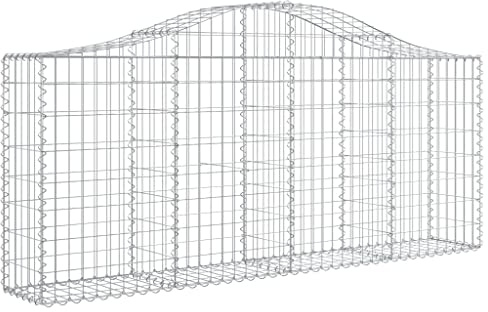 vidaXL Arched Gabion Baskets - 11 pcs Set, 200x30x80/100 cm, Galvanised Iron Material, Decorative and Sound-Insulating Garden Barriers, Easy to Assemble, Suitable for Outdoors, Sturdy Construction...