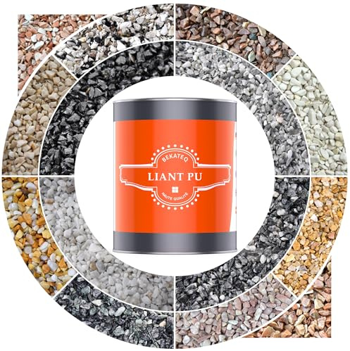 Moquette de pierre - Kit de 25 kg Gravier de marbre Grigio Carnico + 1kg Liant PU résistant aux UV pour intérieur & extérieur I Tapis de pierre pour terrasse, jardin, escaliers I BEKATEQ BK-605PU