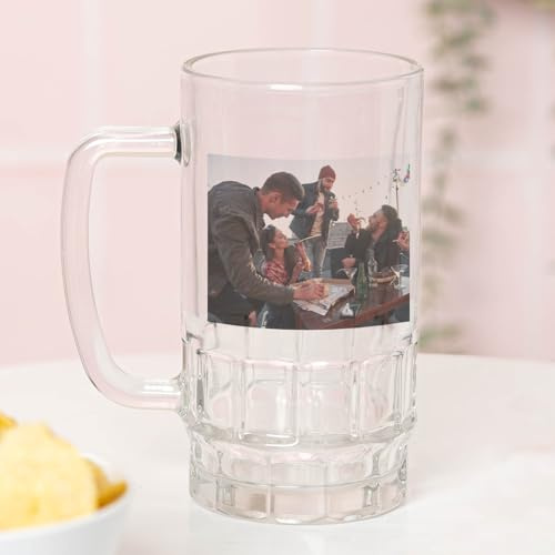 Wanapix | Bierglas Personalisiert mit Foto und Text | Bierkrüge aus Glas | 500 ml | Bierkrüge zum Verschenken | 100% Personalisiert