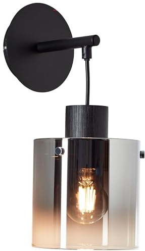 Brilliant Lampe Simonis Wandleuchte schwarz/rauchglas Aluminium schwarz 1x A60, E27, 52 W