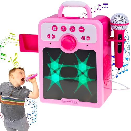 SGM 5022, Karaoke Machine, Portable Karaoke Machine For kids, Bluetooth Speaker with Wireless Microphones & Phone Holder, for Girls and Boys 2 to 12 Year Old, Christmas Birthday Gift Home Party (Pink)