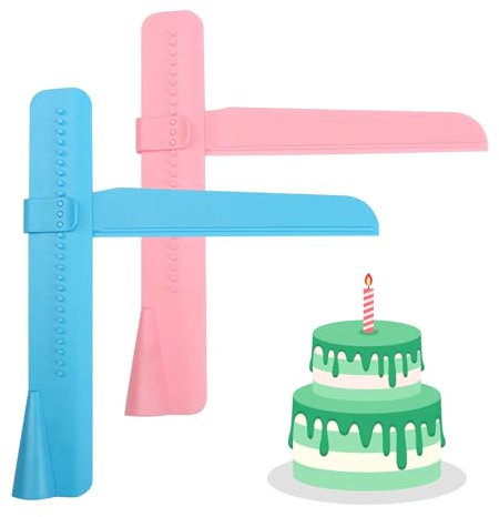 GUO-YING - Espátula ajustable para tartas (2 piezas, rosa y azul, para alisador de fondant, herramienta de alisado para tartas y accesorios de pastelería)