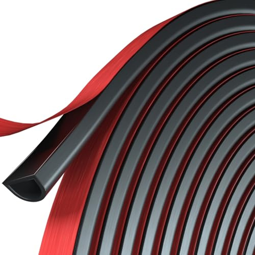 KAFUWELL Türdichtung Dichtungsband Selbstklebendes, Neuer Silikon D-förmiger Zugluftstopper für Türen/Fenster/Auto, Dichtung Türrahmen, Wasserdicht, (6 m-Schwarz-14 mm B × 12 mm H)