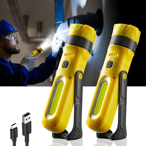 Napatyre LED Rechargeable Torch, Portable Inspection Lamp with Magnetic Base & COB Side Light, 300° Rotate 5 Modes Hand Magnetic Torch for Home Camping Emergency