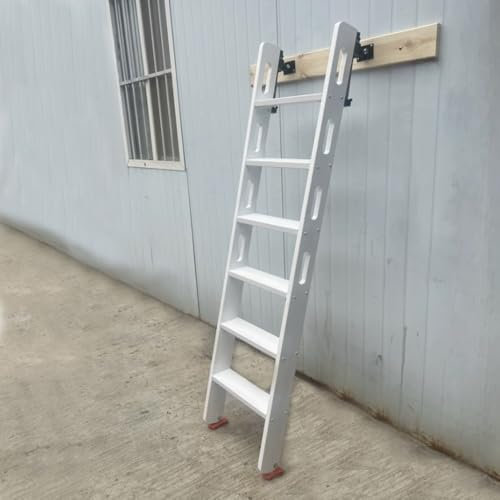 HAEKEBC Weiße Etagenbettleiter Höhenverstellbare Holzleiter Universelle Kletterleiter, Ersatzbettleiter, Loft-Holzbibliotheksleiter(150cm/60inch)