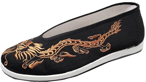 Viaoragiosa Scarpe Cinesi in Stoffa Ricamata,Scarpe di Stoffa,Scarpe Kung Fu Uomo,Scarpe da Ginnastica Kung Fu Taichi,Scarpe da Allenamento per Taichi Kung Fu,per Arti Marziali,Taichi,Wing Chun