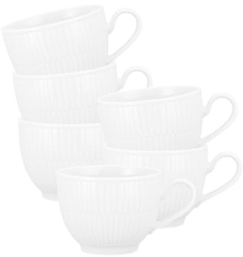 Seltmann Weiden Amina Lot de 6 tasses à café, blanches, 250 ml, avec motif en relief discret, passent au lave-vaisselle et au micro-ondes, porcelaine, blanc