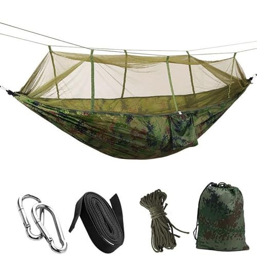 VNSMM Hängematte Outdoor Tragbare Outdoor-Camping-Hängematte für 1–2 Personen mit Moskitonetz, Fallschirmstoff, Hängebett, Jagd, Schlafschaukel Camping Hängematten(Camouflage)