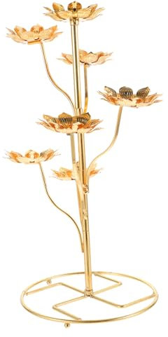 Cabilock Sieben-Sterne-Lotus-lampenständer Golddekor Mittelstücke Kerzen Halter Diffusor Für Ätherische Öle Platte Rosa Lampe Ölbrenner Dekoration Valentinstag Legierung Golden