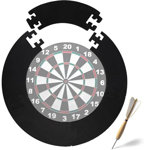 LEKEFETO 5-teiliger Dartscheibe Schutzring: Dartscheiben Surround, Dartscheiben-Einfassung, Dartscheibe Umrandung für die Garage Wandschutz Backboard Protection, 44 x 13 x 3cm - Schwarz