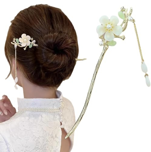 1 Palillos para el pelo, Horquillas de Pelo Elegante Vintage, unidad Varillas para el pelo vintage con flores decoración para el pelo horquillas Con caja de regalo