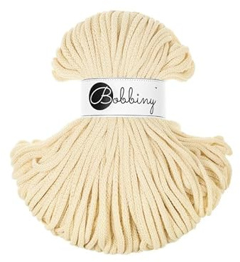 Bobbiny Premium Baumwoll-Flechtschnur - 5mm x 100m - Vielseitige Makramee-Kordel für Stricken, Weben, DIY-Basteln und Heimdekoration - Hochwertige Bunte Bastelschnur - Butter Yellow