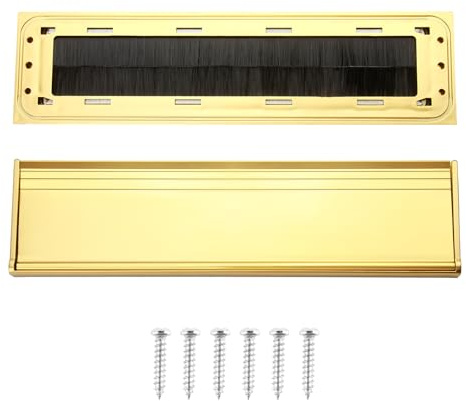 11.48 Inch Letterplate Golden Letterbox Cover for uPVC, Composite or Wooden Doors, Premium Draught Proof Postal Letterbox, Letter Box Catcher with Seal, Blocks Drafts, Dust & Debris, Easy Install