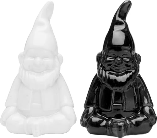Kare Salière et poivrière design nain, noir et blanc, (lot de 2), accessoires de cuisine, 8 x 5 x 4 cm (H-B-T)