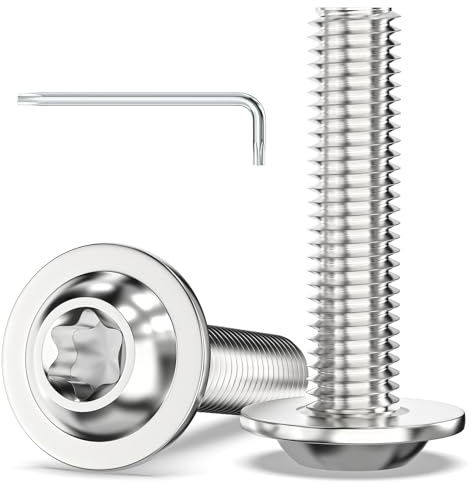 Valorada 20Pcs M5 Bolts, M5 x 20mm Flanged Button Head Screws Bolts, 304 Stainless Steel Furniture Screws, Torx Drive, Fully Threaded with Torx Key