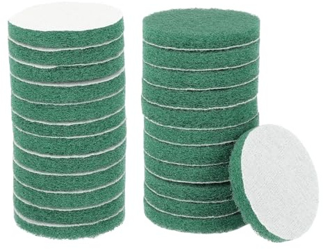 sourcing map 24pcs Scrubber Scouring Pads 180 Grits 3 Inch Drill Power Brush Hoop and Loop Surface Conditioning Disc Drill Scuffing Disc Scrub Pads for Home Kitchen Cleaning, Green