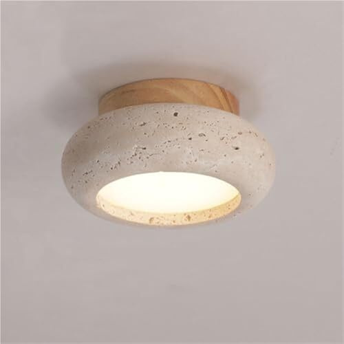 UQVUFIYJ Lampada da soffitto in stile wabi-sabi giapponese, piccola lampada da soffitto in pietra di grotta gialla, lampada da soffitto in legno con montaggio a filo, lampada da soffitto in pietra nor