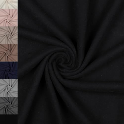 MAGAM-Stoffe Frieda Bio Fleece Stoff 100% Baumwolle Meterware 50cm (10. Schwarz)