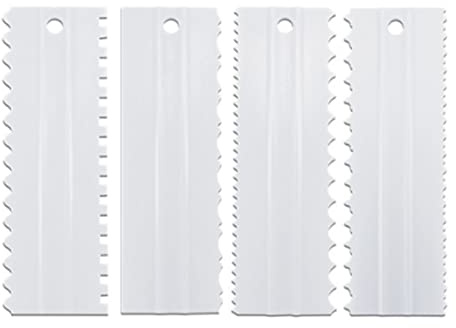 Lot de 4 grattoirs à gâteau, outils de bricolage de qualité alimentaire, lisseur de glaçage en dents de scie pour crème, mousse, beurre, décoration facile, essentiels de pâtisserie abordables