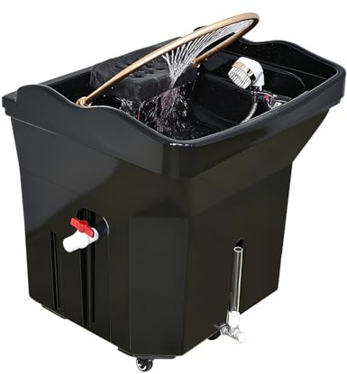 head spa Lavabo, équipement japonais pour spa mobile, avec réservoir d'eau de 60 l, 4 roues universelles (noir)