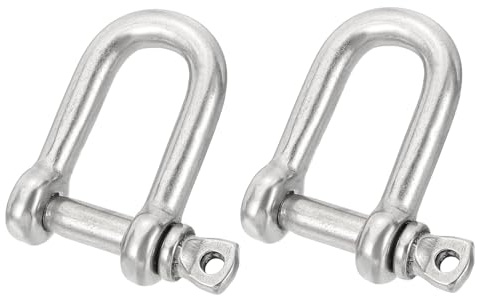 PATIKIL Grillete De Acero Inoxidable 316 De 1/4 (5.7mm) Y 485lb, 2 Piezas Grillete De Pernos De Tornillo Resistente Grado Marino para Cadenas Cables De Acero Exterior, Plateado
