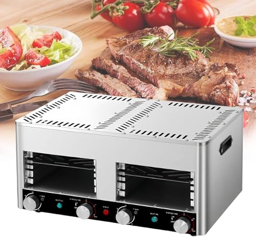 MANYOUYOU Asador Eléctrico para Carnes, con 4/8 Ranuras, Tiempo Y Temperatura Ajustables, Temperatura Máxima De 800 °c, Apto para Carnes, Cordero Y Mariscos. B