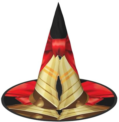 DUWAA Stampa di campane di Natale da appendere per Halloween, cappelli da strega, accessori per costumi, decorazioni per casa, cortile, portico, 3 pezzi
