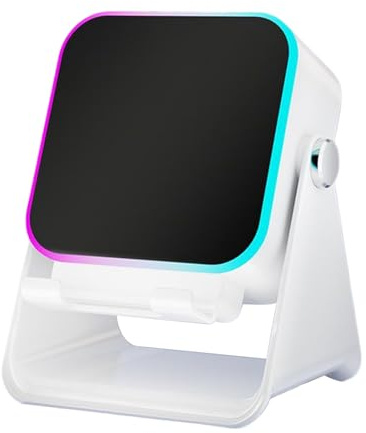 Huvqianu Induction Speaker - 10W Wireless Folding Audio Bracket with LED Light, Portable Phone Holder Charging Station, Touch-Sensor Sound Amplifier for Home Office Travel Christmas Birthday