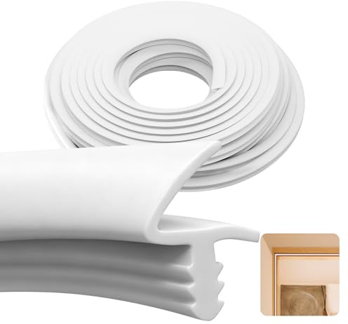 WYYFXY® 10M Türdichtung Weiß Zimmertürdichtung PVC, Türrahmen Dichtung für Schallschutz, Türdichtungen für Holzzargen Door Seal für Schalldämmung, Kollisionsvermeidung und Winddicht