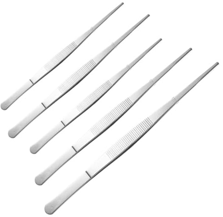 DIYEAH Pinces à Épiler en Acier Inoxydable 5 Pièces pour Cérémonie du Thé et Bureau Pince Longue et Accessoires Légers et Portables