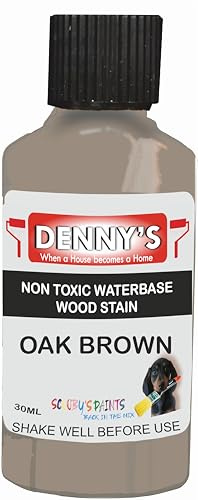 Wood Stain Water Based | 12 Colours | Interior Furniture Stain | Light & Dark Stains | Eco-Friendly & Non-Toxic Wood Dye Paint | Easy Application | Quick Dry & Low Odour (Oak Brown 30ml Tester)