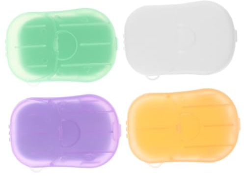 ROMISBABA 4 Cajas Cajas de Láminas de Jabón para Viaje Hojas Desechables para Lavado de Manos Paquete Portátil con Aromas Variados Práctico y Seguro para Uso Exteriores Color Aleatorio